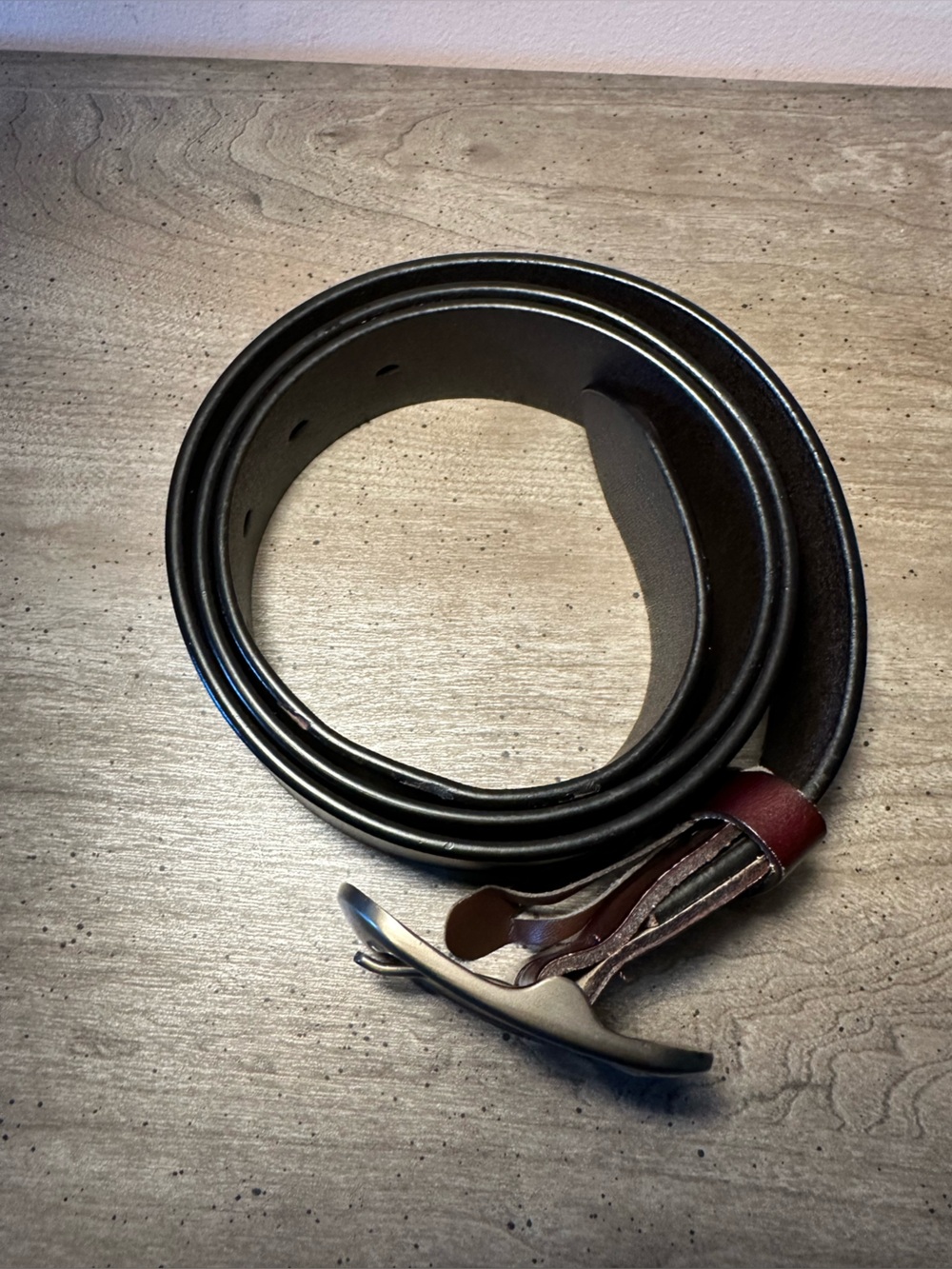 Brown Leather Belt. Gun metal Buckle. 46” L